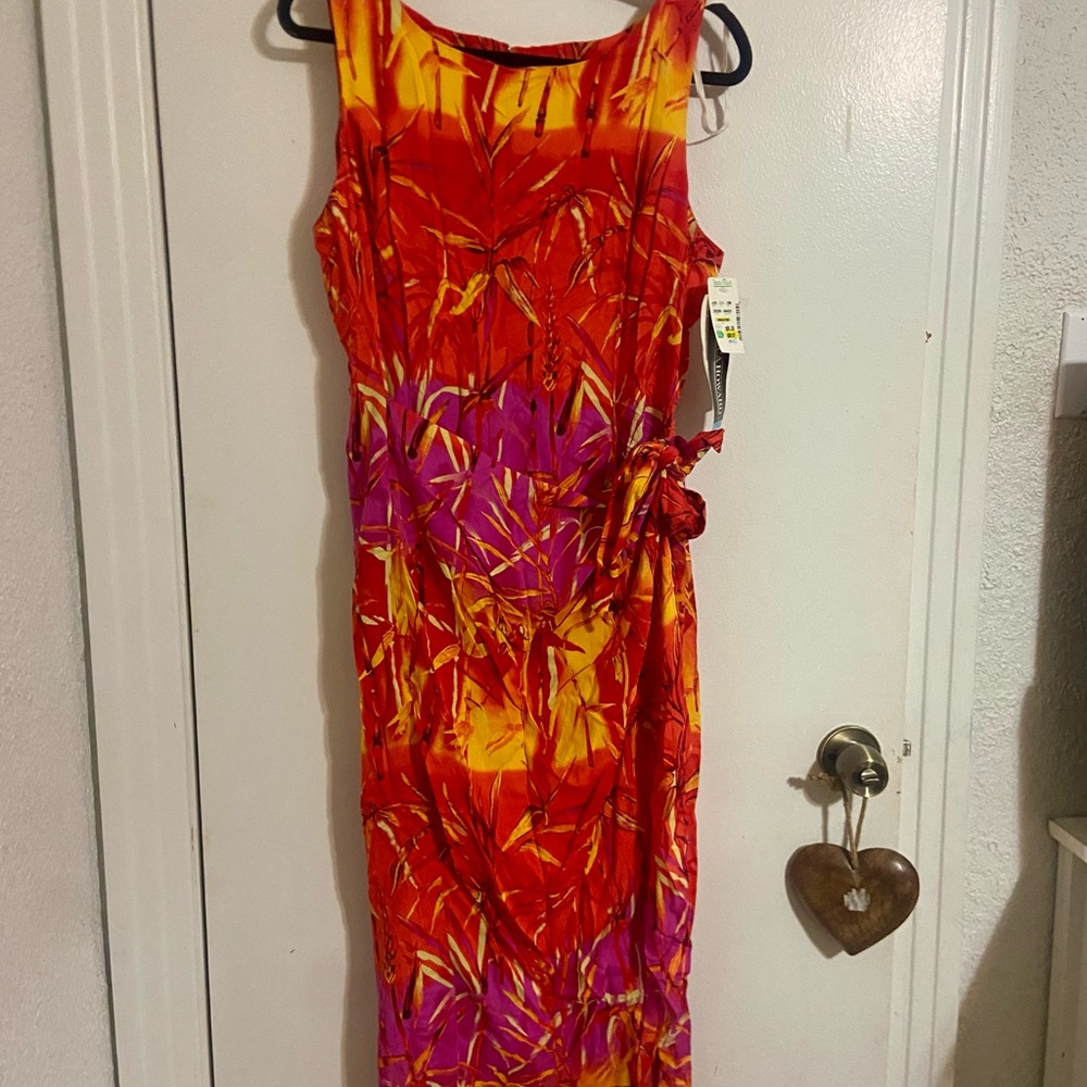 VTG Jessica Howard Hawaiian midi wrap dress women’s 16 tropical 100% Rayon NWT
